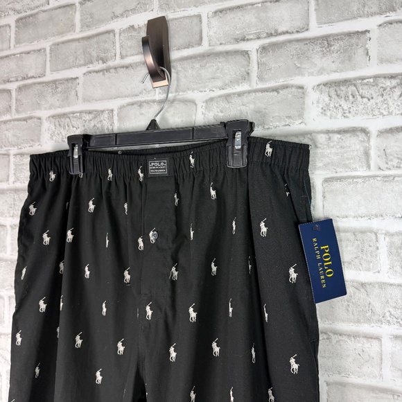 Polo Ralph Lauren Sleepwear All Cotton Black & White Pony Pajama Pants - Picture 2 of 4